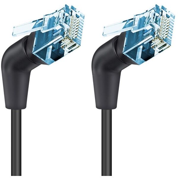 Kabel sieciowy patchcord Cat6a UTP kątowy obrotowy 0,5m slim czarny