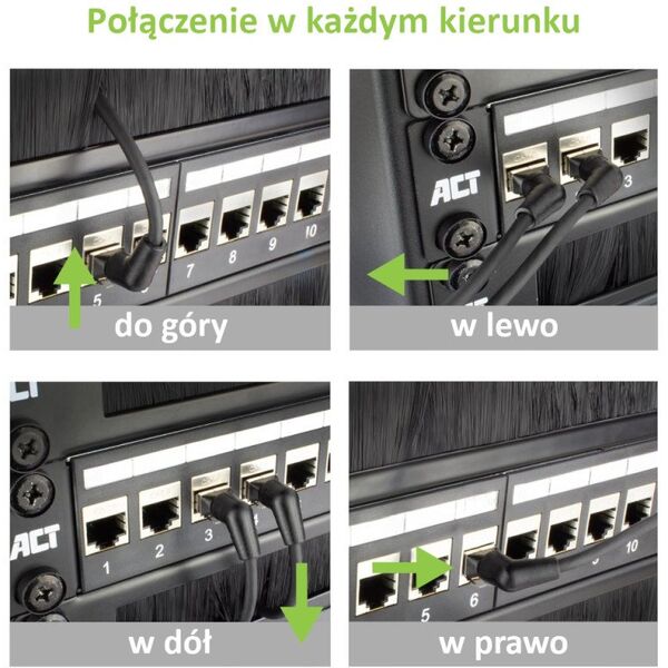 Kabel sieciowy patchcord Cat6a UTP kątowy obrotowy 0,5m slim czarny