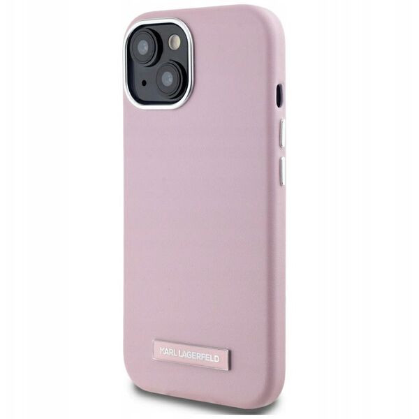 Case Karl Lagerfeld FW Metal Plate MagSafe for iPhone 15 pink