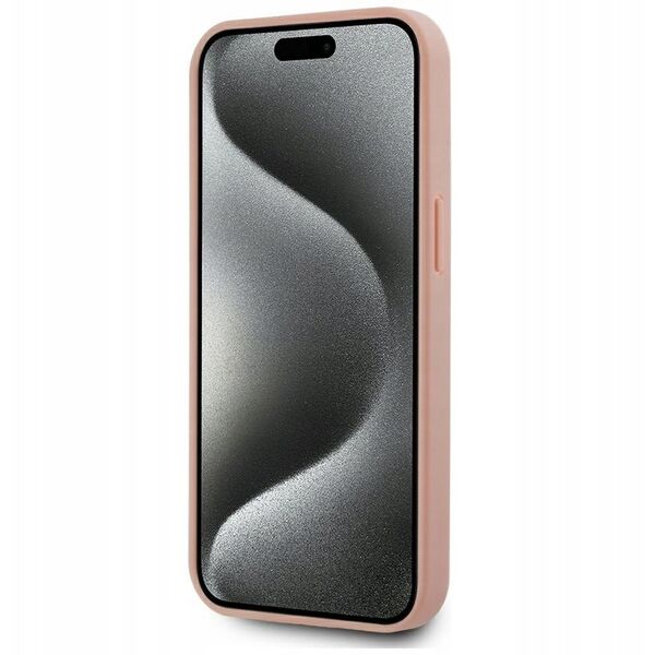 Case Karl Lagerfeld Leather Monogram Metal Logo MagSafe for iPhone 15 pink