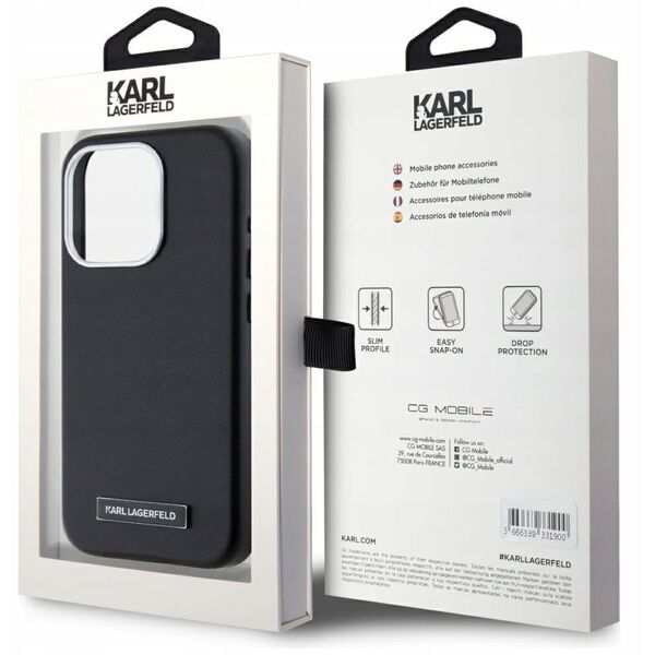 Case Karl Lagerfeld FW Metal Plate MagSafe for iPhone 15 Pro Max black