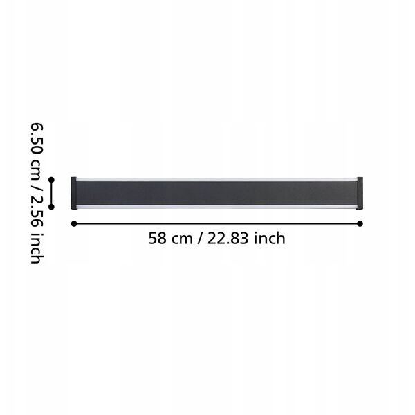 Wall LED outdoor light EGLO NEVIANO, IP65 3000K 2x7W 2100lm, black color 58x6.5x5cm