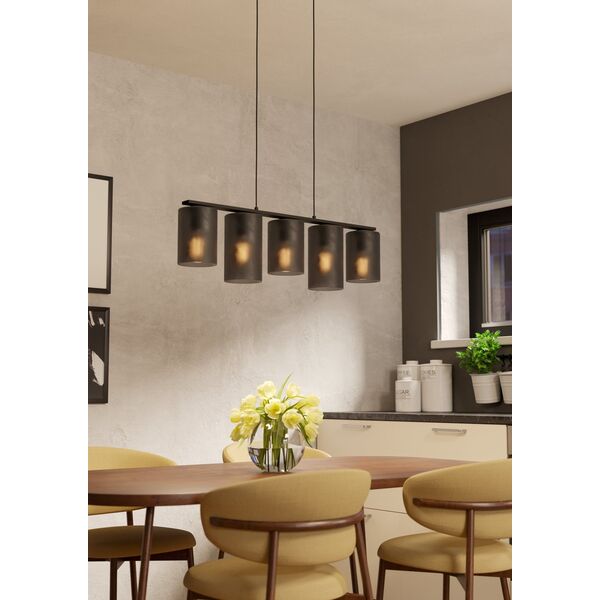Pendant lamp EGLO COLOMERA, 5 x 40 W, E27, black/grey, 12 x 80 x 110 cm
