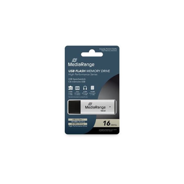MediaRange MR1899 pamięć USB 16 GB USB Typu-A 3.2 Gen 1 (3.1 Gen 1) Czarny, Srebrny
