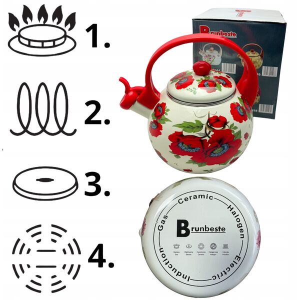 CZAJNIK EMALIOWANY 2.2L BRUNBESTE POPPY BB-2498