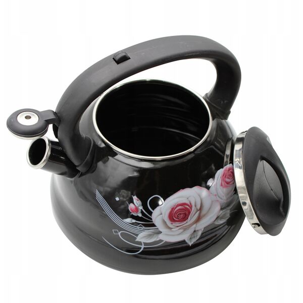 CZAJNIK EMALIOWANY 3.0L BRUNBESTE BLACK ROSE BB-4552