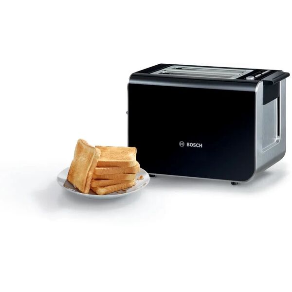 Bosch TAT8613N, 2 slice(s), Black, Stainless steel, Buttons, Level, LED, 860 W