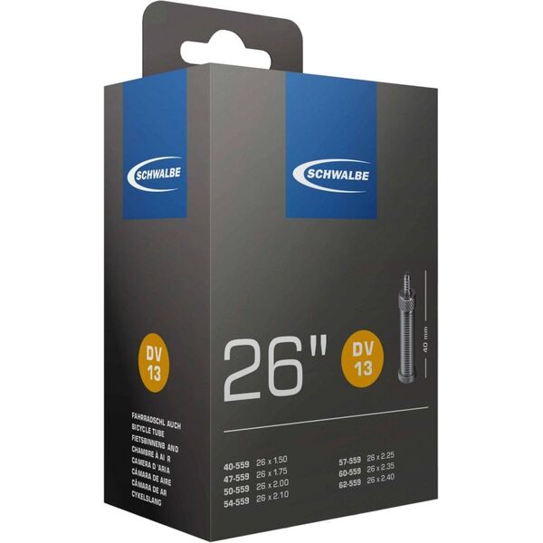 Schwalbe 10425311, Dunlop valve, 26", 40 - 62 mm, 4 cm, Rubber, Black