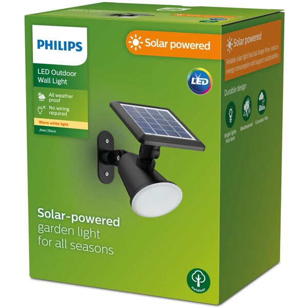 Wall LED outdoor light PHILIPS JIVIX, solar-powered, 1.4W 2700K 150lm