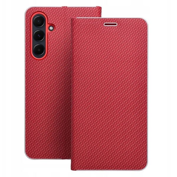 Kabura LUNA Book Carbon do SAMSUNG S24 FE czerwony