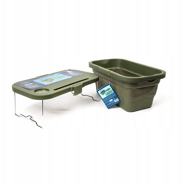 PLATINET CAMPING PICNIC BASKET 47X29X23,5 CM, 16L, FOLDING, WITH 2 IN 1 LID / TABLE GREEN [46139]