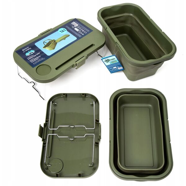 PLATINET CAMPING PICNIC BASKET 47X29X23,5 CM, 16L, FOLDING, WITH 2 IN 1 LID / TABLE GREEN [46139]