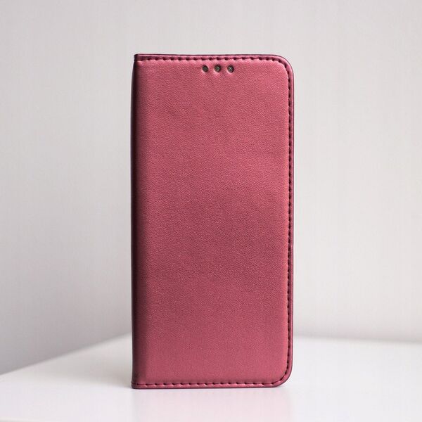 KABURA LUNA BOOK CARBON MAGNETO DO SAMSUNG S24 FE BURGUNDOWY