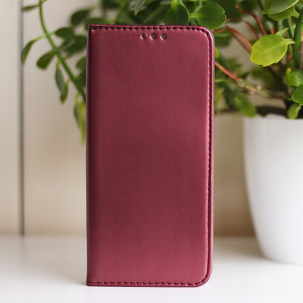 KABURA LUNA BOOK CARBON MAGNETO DO SAMSUNG S24 FE BURGUNDOWY