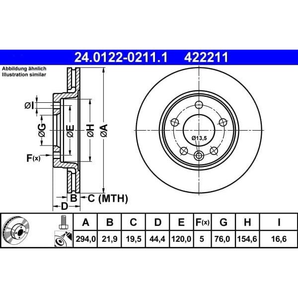 ATE ΔΙΣΚΟΣ ΦΡΕΝΟΥ VW T. T5 03