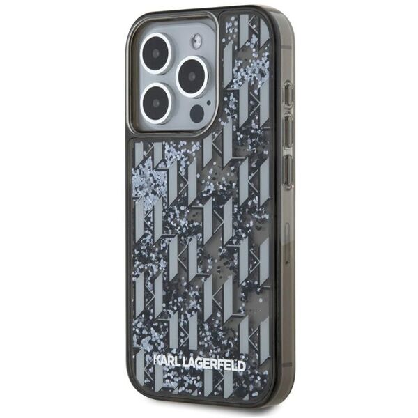 Etui Karl Lagerfeld Liquide Glitter      Monogram Gradient do iPhone 15 Pro czarny