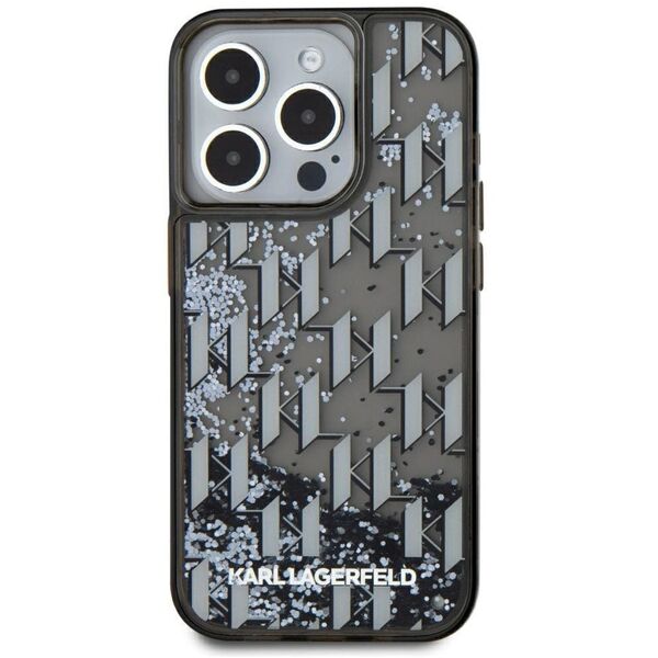 Etui Karl Lagerfeld Liquide Glitter      Monogram Gradient do iPhone 15 Pro czarny
