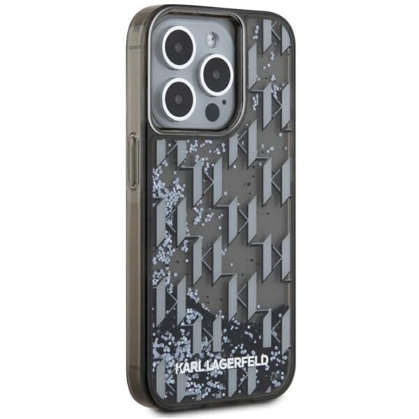 Etui Karl Lagerfeld Liquide Glitter      Monogram Gradient do iPhone 15 Pro czarny