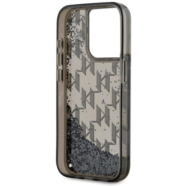 Etui Karl Lagerfeld Liquide Glitter      Monogram Gradient do iPhone 15 Pro czarny
