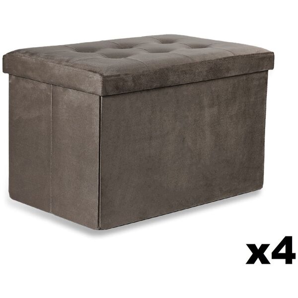 Pufa składana XL z guzikami - 60x38x38cm aksamit brąz x 4