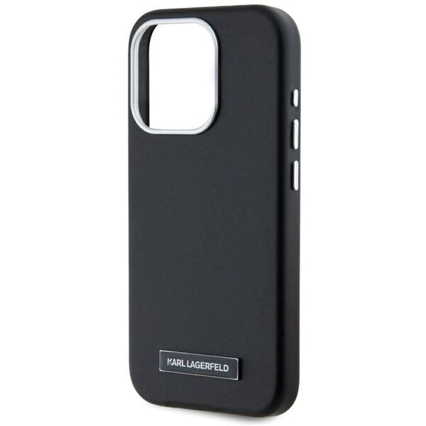 Case Karl Lagerfeld FW Metal Plate MagSafe for iPhone 15 Pro black