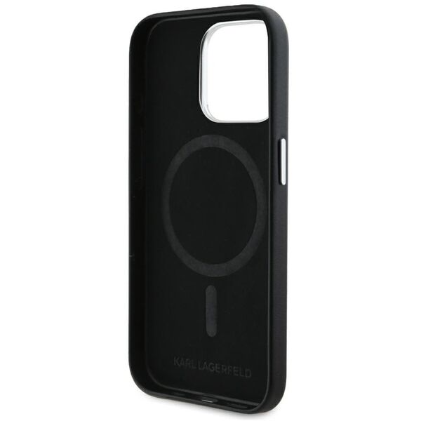 Case Karl Lagerfeld FW Metal Plate MagSafe for iPhone 15 Pro black