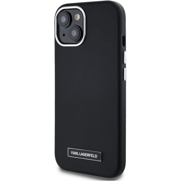 Case Karl Lagerfeld FW Metal Plate MagSafe for iPhone 15 black