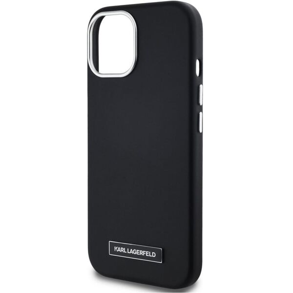 Case Karl Lagerfeld FW Metal Plate MagSafe for iPhone 15 black