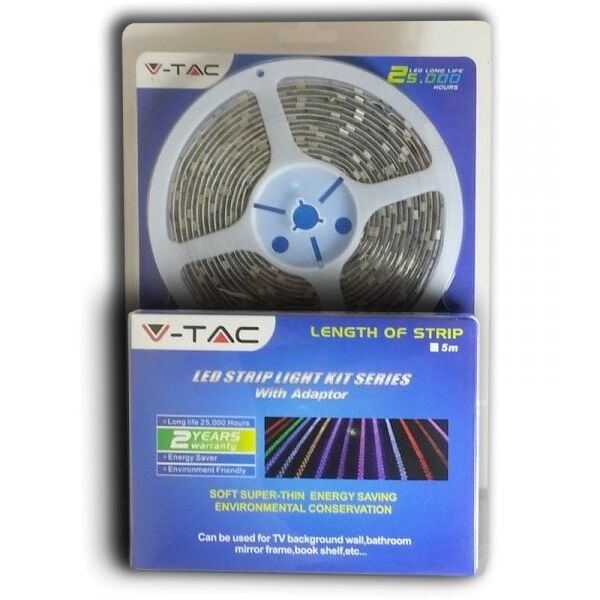 LED strip set V-TAC, IP20, 24 W, 2100 lm, 30 LED/m, various colors (RGB), with remote control, 5 m