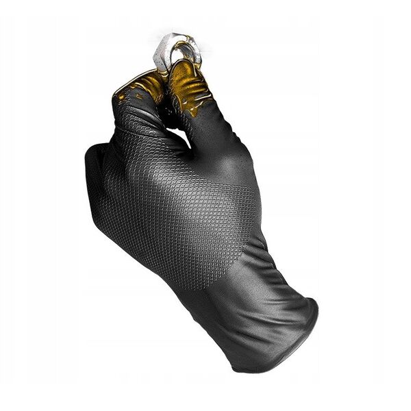 Disposable nitrile gloves with rough palm GRIPAZZ, black, size 2XL (50pcs.)