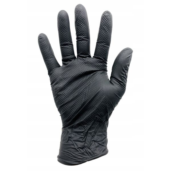 Disposable nitrile gloves with rough palm GRIPAZZ, black, size 2XL (50pcs.)