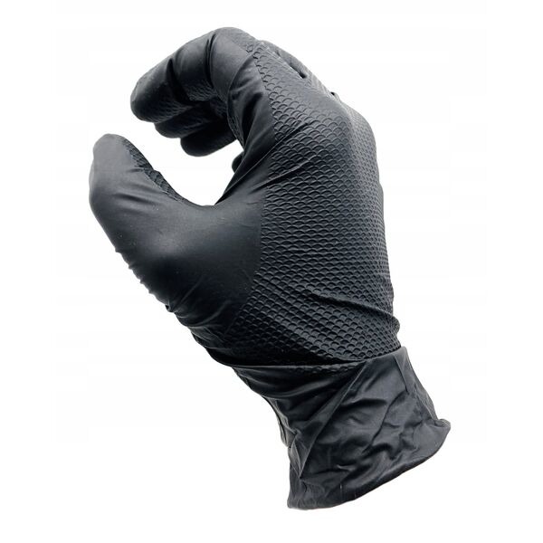 Disposable nitrile gloves with rough palm GRIPAZZ, black, size 2XL (50pcs.)