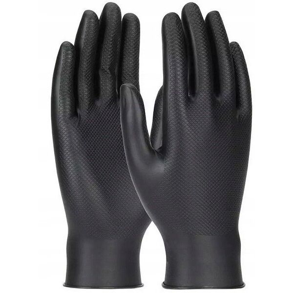Disposable nitrile gloves with rough palm GRIPAZZ, black, size XL (50pcs.)