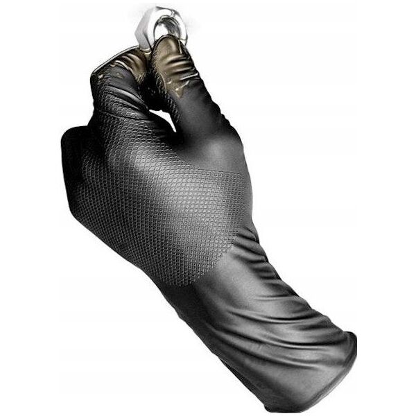 Disposable nitrile gloves with rough palm GRIPAZZ, black, size XL (50pcs.)