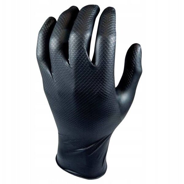 Disposable nitrile gloves with rough palm GRIPAZZ, black, size XL (50pcs.)