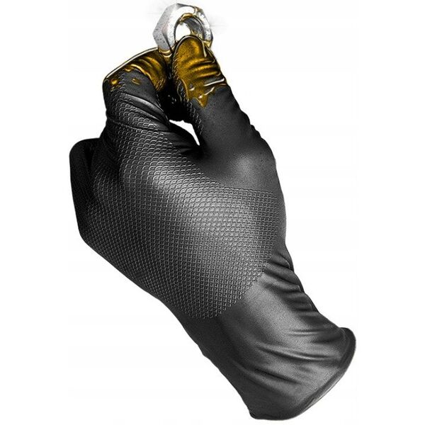 Disposable nitrile gloves with rough palm GRIPAZZ, black, size XL (50pcs.)