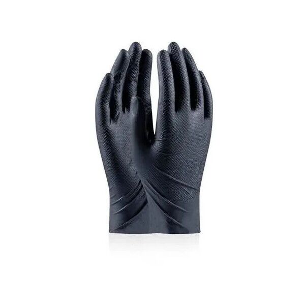 Disposable nitrile gloves with rough palm GRIPAZZ, black, size XL (50pcs.)