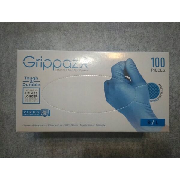 Disposable nitrile gloves with rough palm GRIPPAZ-245VB, size L, 100pcs.