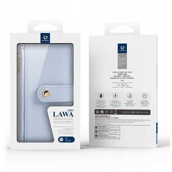 Etui skórzane Dux Ducis Lawa na iPhone 15 - niebieskie