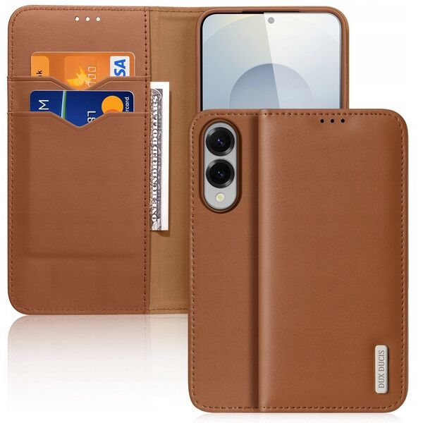 Etui Dux Ducis Hivo na Samsung Galaxy S25 Edge z klapką i ochroną RFID - brązowe
