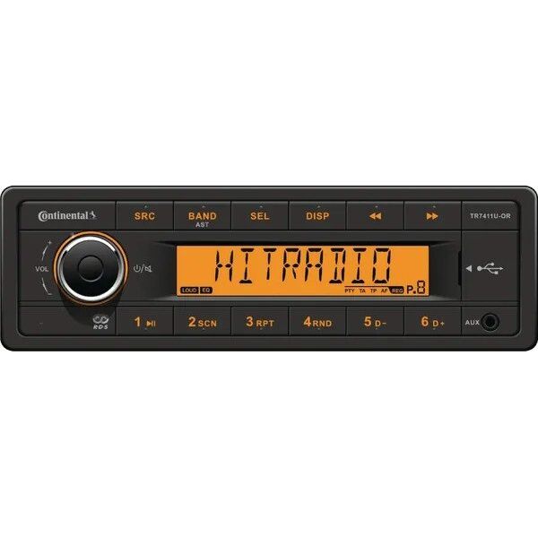 Continental TR7411U-OR FM RDS tuner AUX/USB 12V short shaft