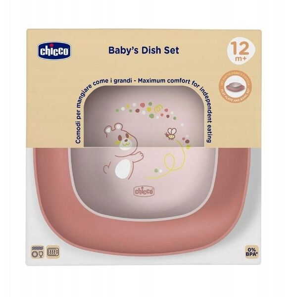 CHICCO-1600215-ZESTAW 2 TALERZY RÓŻOWY    12M+