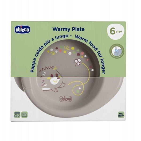CHICCO-1600035-TALERZ PODGRZEWANY SZARY   6M+