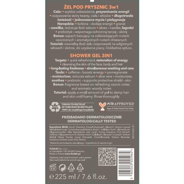 FLOSMEN Żel pod prysznic 3w1 225 ml