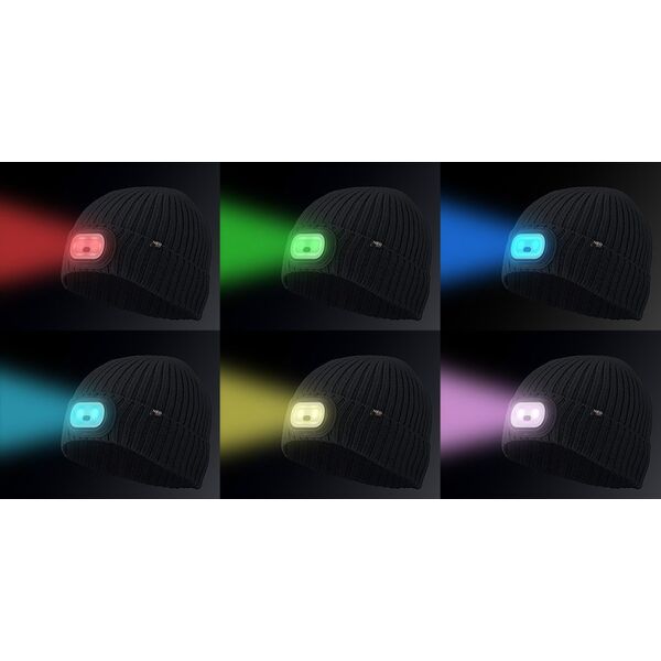 CZAPKA Z LATARKA LED RGB GRAFITOWA