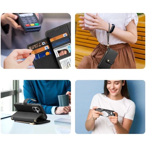 Etui ochronne do iPhone 16 Dux Ducis Lawa MagSafe + portfel  czarne