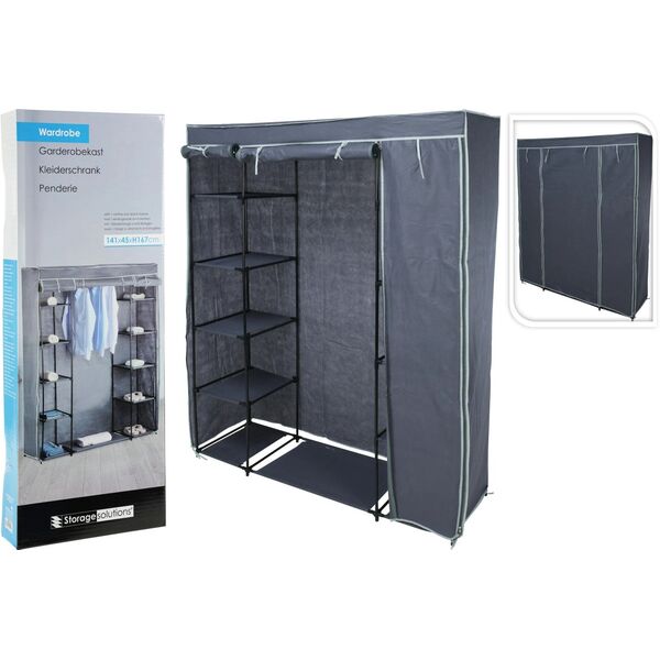 Medžiaginė spinta Storage Solutions, 141x45x167 cm, pilka