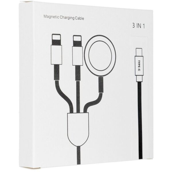 Kabel 3w1 Typ C do 2 x Lightning / Apple Watch 3W 2A C3168 1,2 m biały