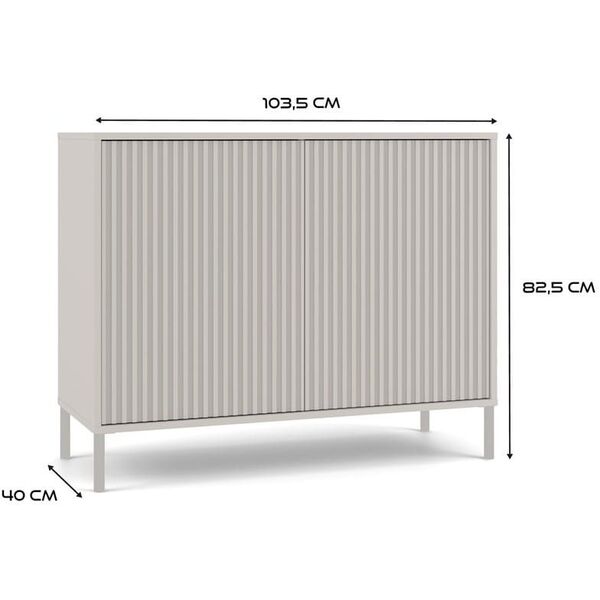 Komoda KAMARO 2D SLIM KASZMIR Lamele Front Ryflowany