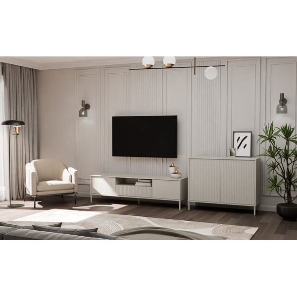 Komoda KAMARO 2D SLIM KASZMIR Lamele Front Ryflowany